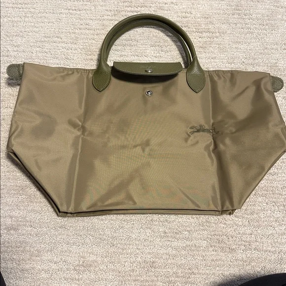 Longchamp nylon olive green top medium handle tote bag - Picture 3 of 7